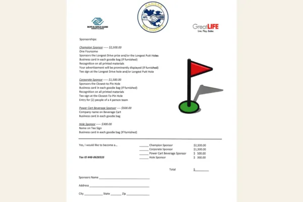 Golf Tournament Sponsors and Team Forms